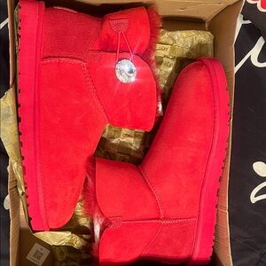Red UGG Mini Bailey Boot w/ Bling Button